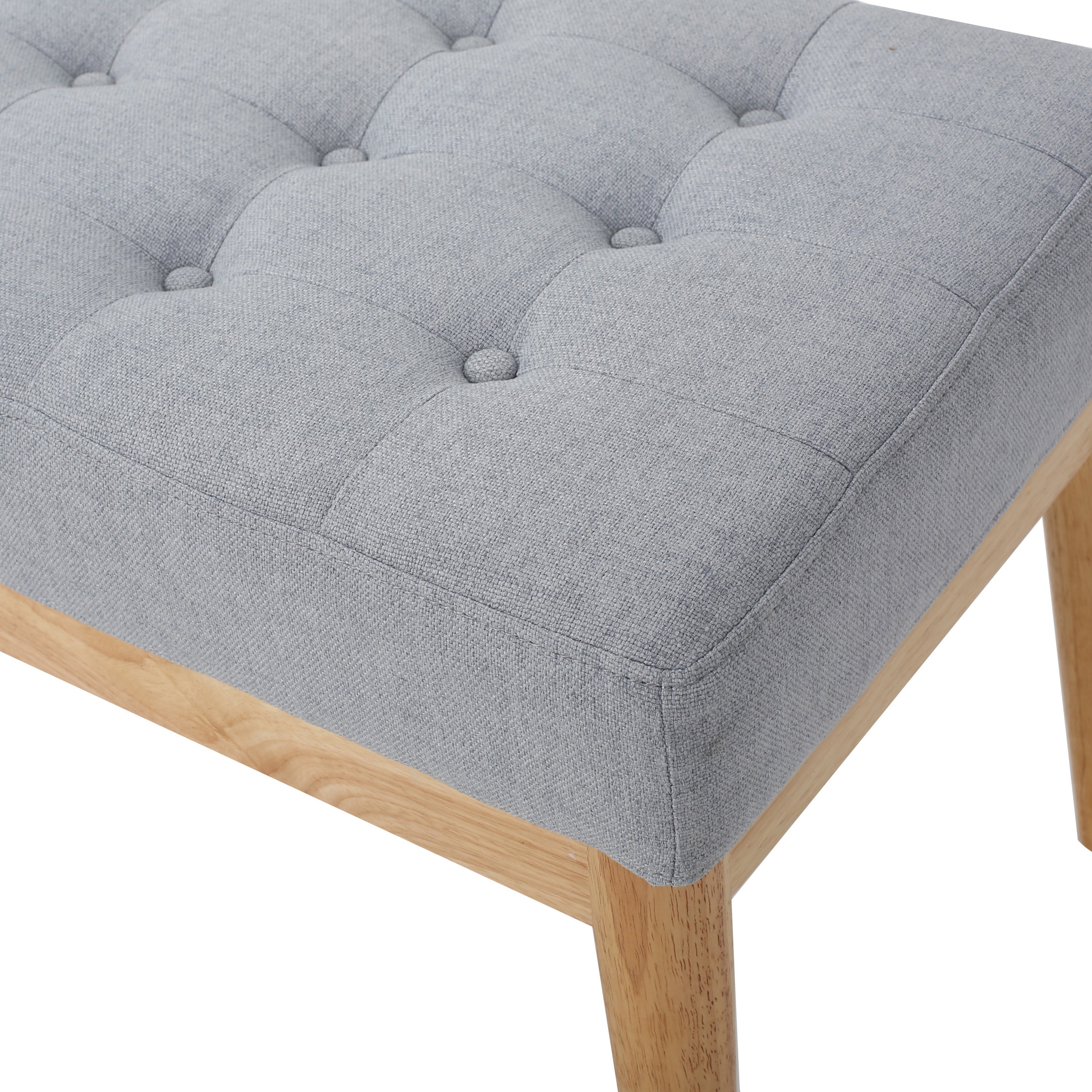 Christopher Knight Home Mid-Century Modern Tufted Upholstered Bench with Birch Wood Legs