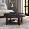 Christopher Knight Home 32" Round Ottoman with Button Tufting & Open Shelf – Modern Coffee Table