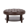 Christopher Knight Home 32" Round Ottoman with Button Tufting & Open Shelf – Modern Coffee Table
