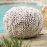 Ashbury Outdoor Boho Round Hand-Crafted Knitted Ottoman Pouf