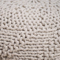 Ashbury Outdoor Boho Round Hand-Crafted Knitted Ottoman Pouf