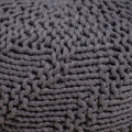 Ashbury Outdoor Boho Round Hand-Crafted Knitted Ottoman Pouf