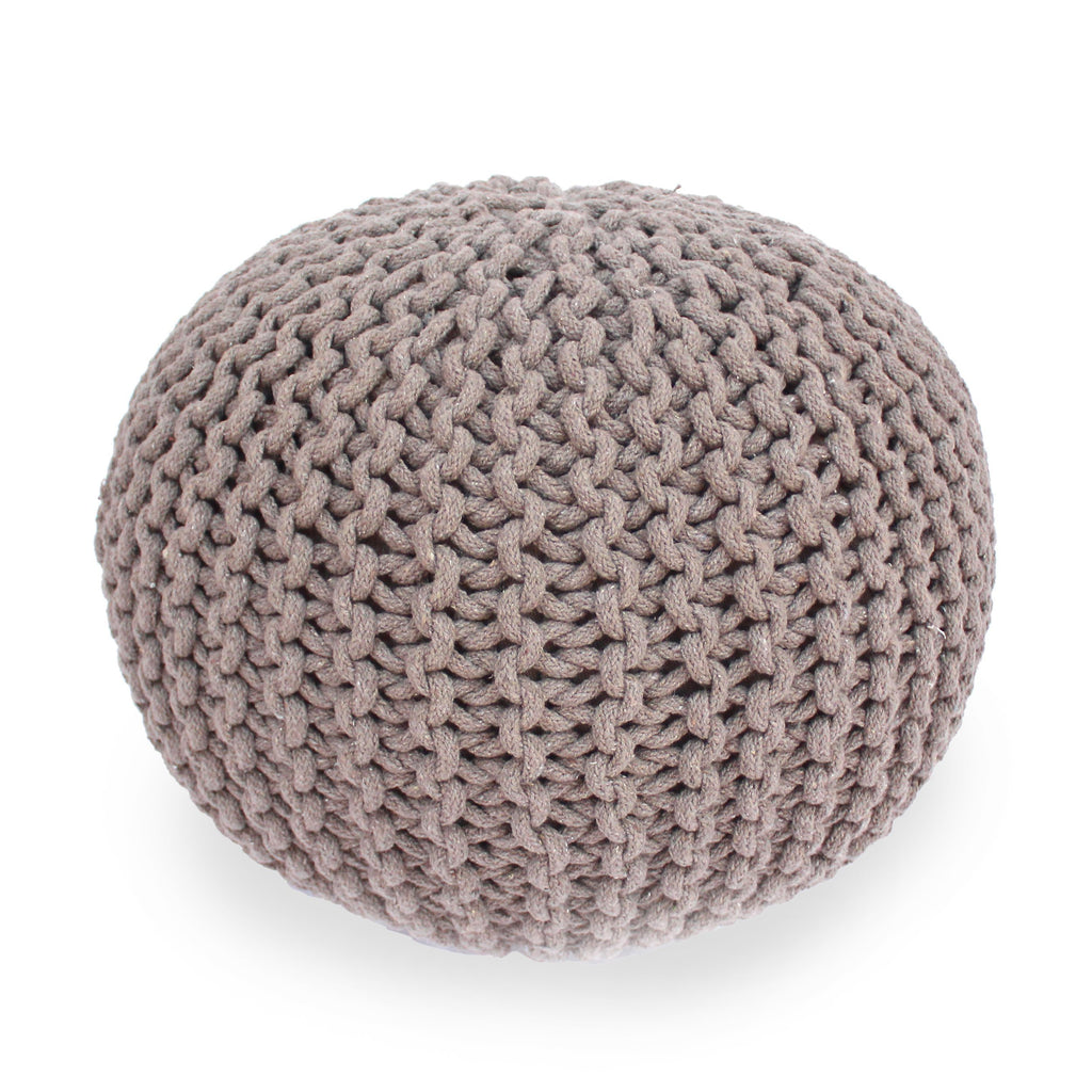 Poona Handcrafted Round Knitted Pouf – Versatile Footrest & Extra Seating
