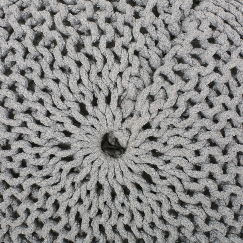 Sardis Modern Knitted Cotton Round Pouf