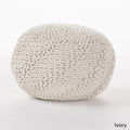 Ashbury Outdoor Boho Round Hand-Crafted Knitted Ottoman Pouf