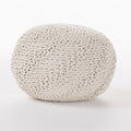 Ashbury Outdoor Boho Round Hand-Crafted Knitted Ottoman Pouf