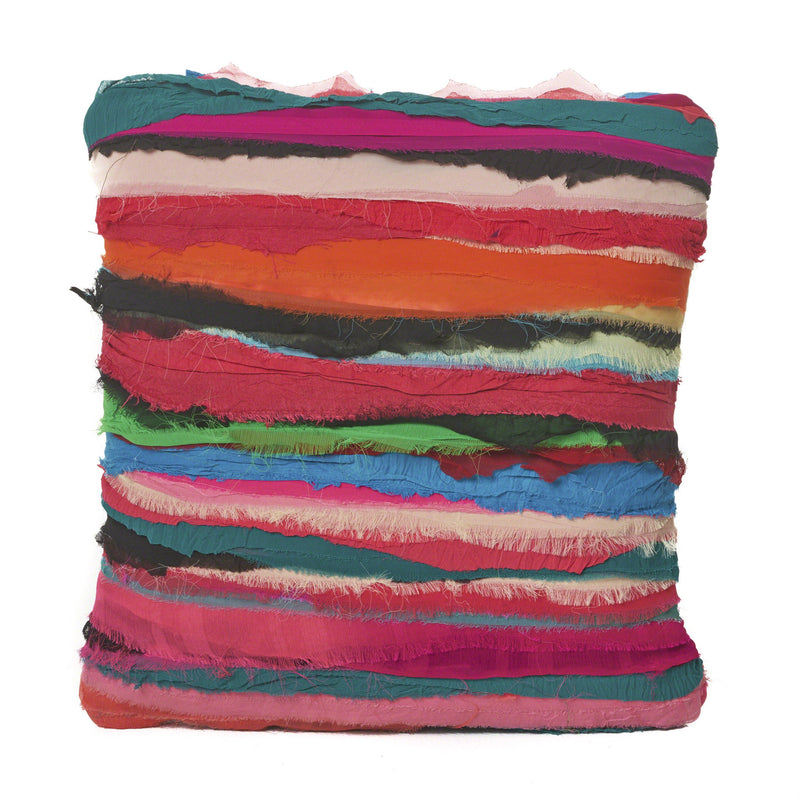 Rooney Multi Colored Bali Recycled Fabric Pillow