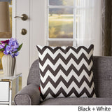 Ernest Indoor Black and White Zig Zag Striped Water Resistant Throw Pillow