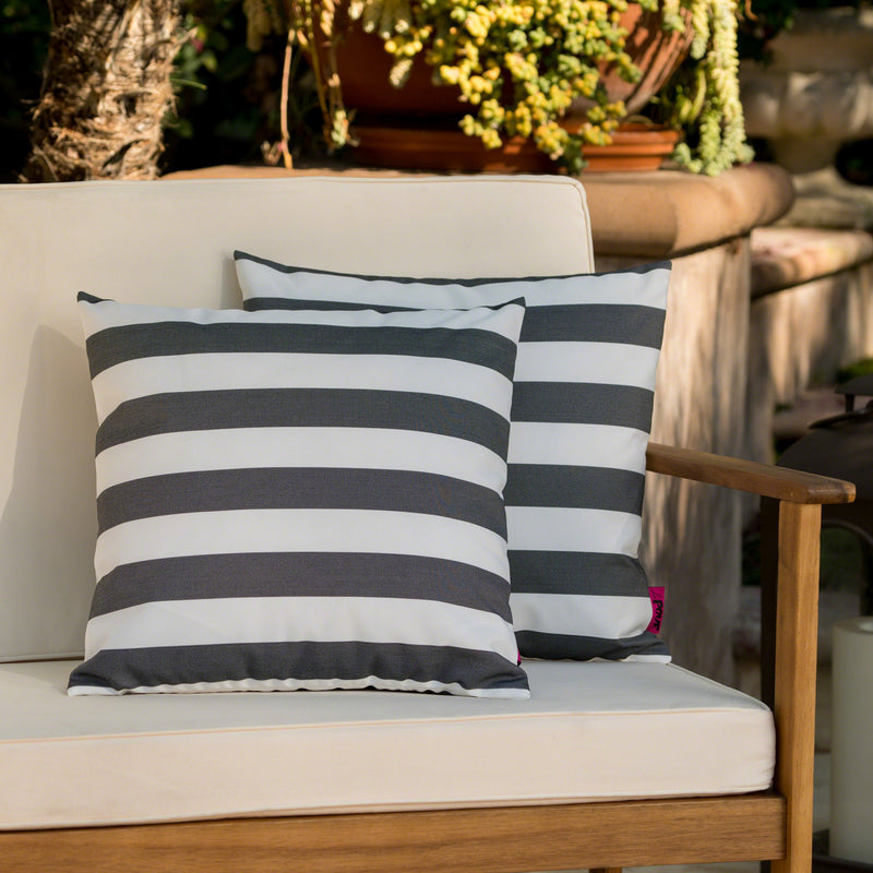 Coronado Outdoor Stripe Water Resistant Square Throw Pillow