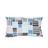 Hedvig Indoor Patchwork Grey and Blue Abstract Mosaic Patterned Water Resistant Rectangular Throw Pillow
