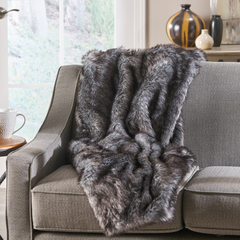 Laraine Furry Glam Faux Fur Throw Blanket