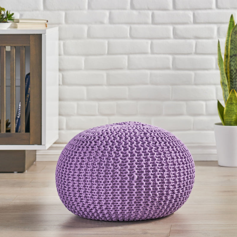 Belle Modern Knitted Cotton Round Pouf
