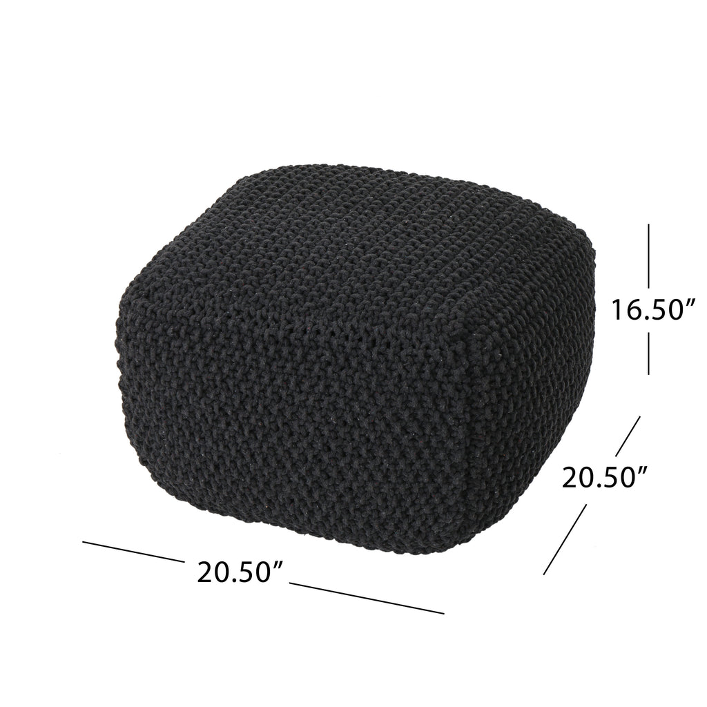Hollis Knitted Cotton Square Pouf