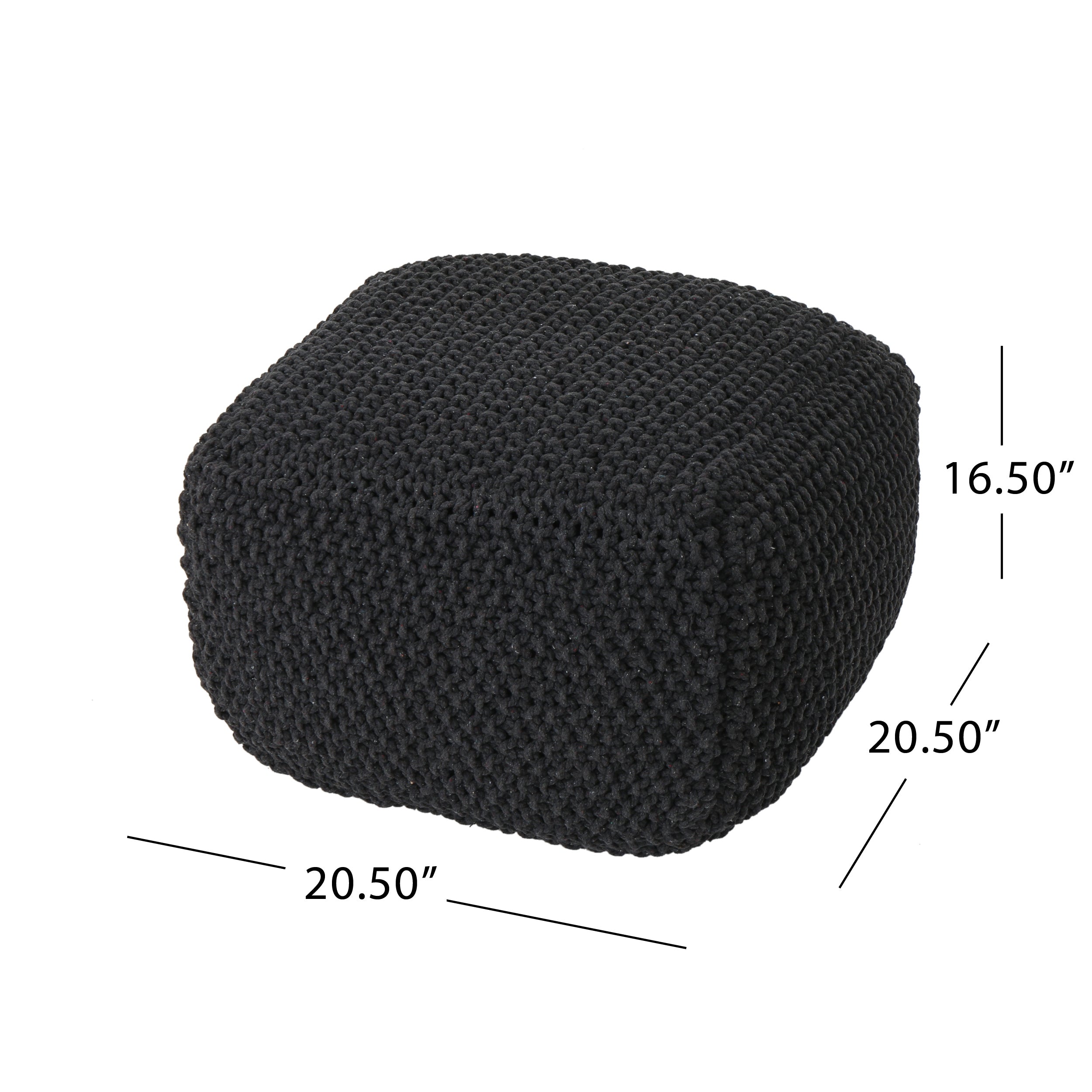 Hollis Knitted Cotton Square Pouf