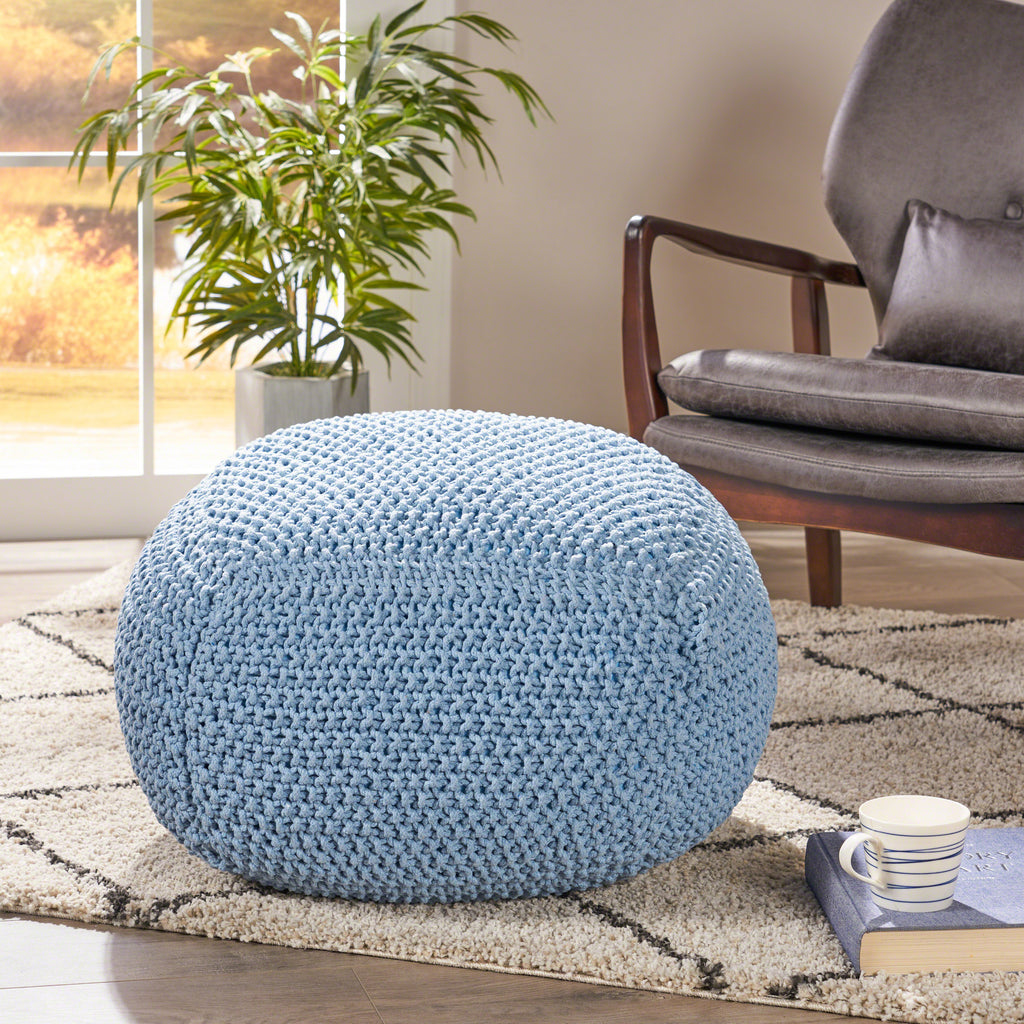 Hollis Knitted Cotton Square Pouf