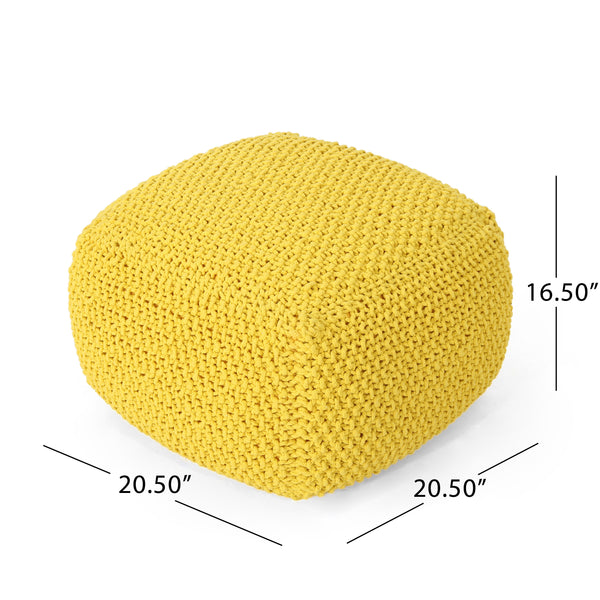 Hollis Knitted Cotton Square Pouf
