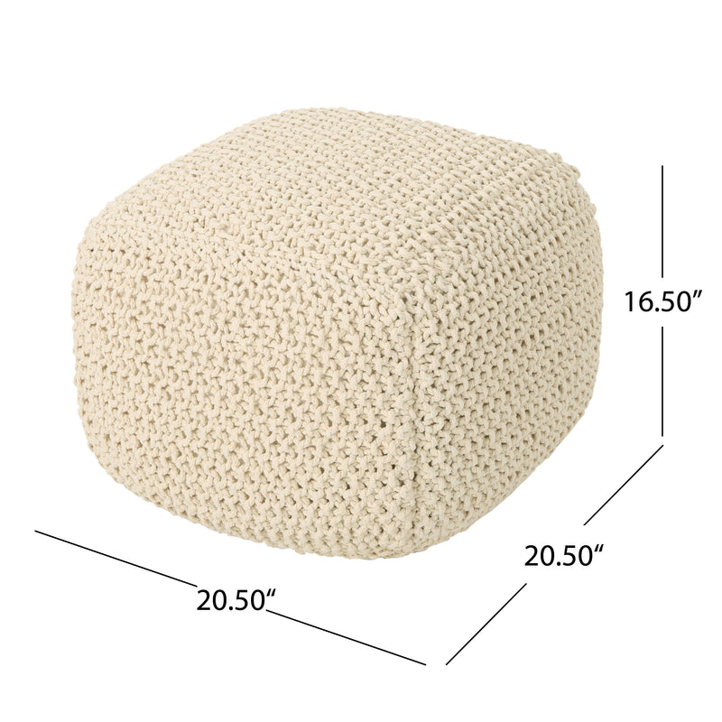 Finch Knitted Cotton Square Pouf