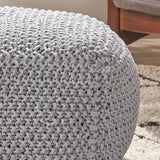 Finch Knitted Cotton Square Pouf