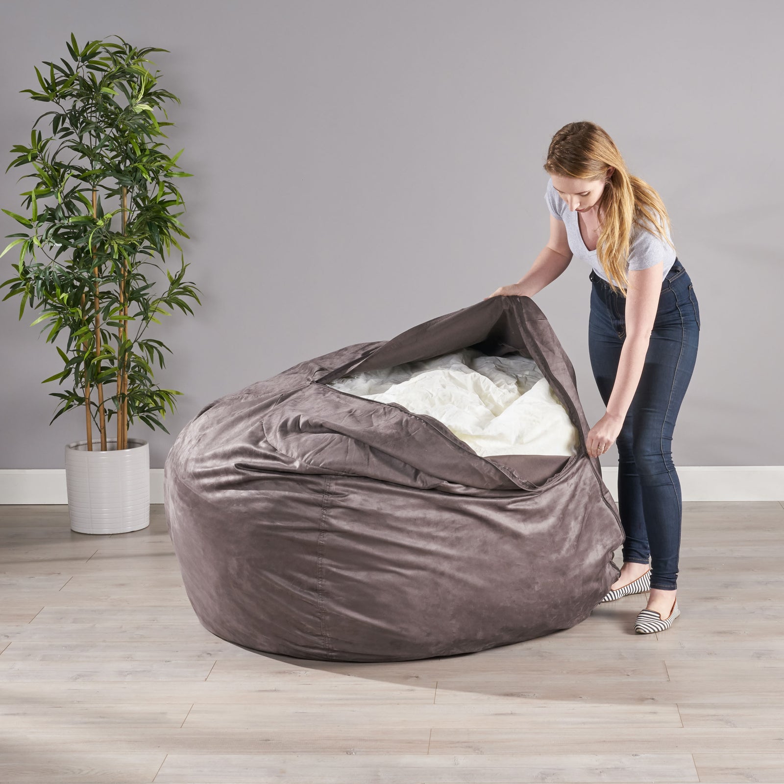 Selena Traditional 5 Foot Suede Bean Bag Cover Only LePouf