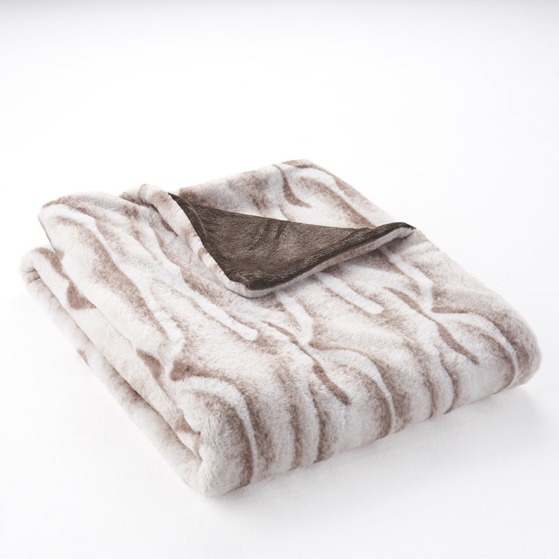 Louise Glam Fuzzy Fabric Throw Blanket, Patterned Light Brown