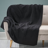 Fern Modern Yarn Throw Blanket, Black