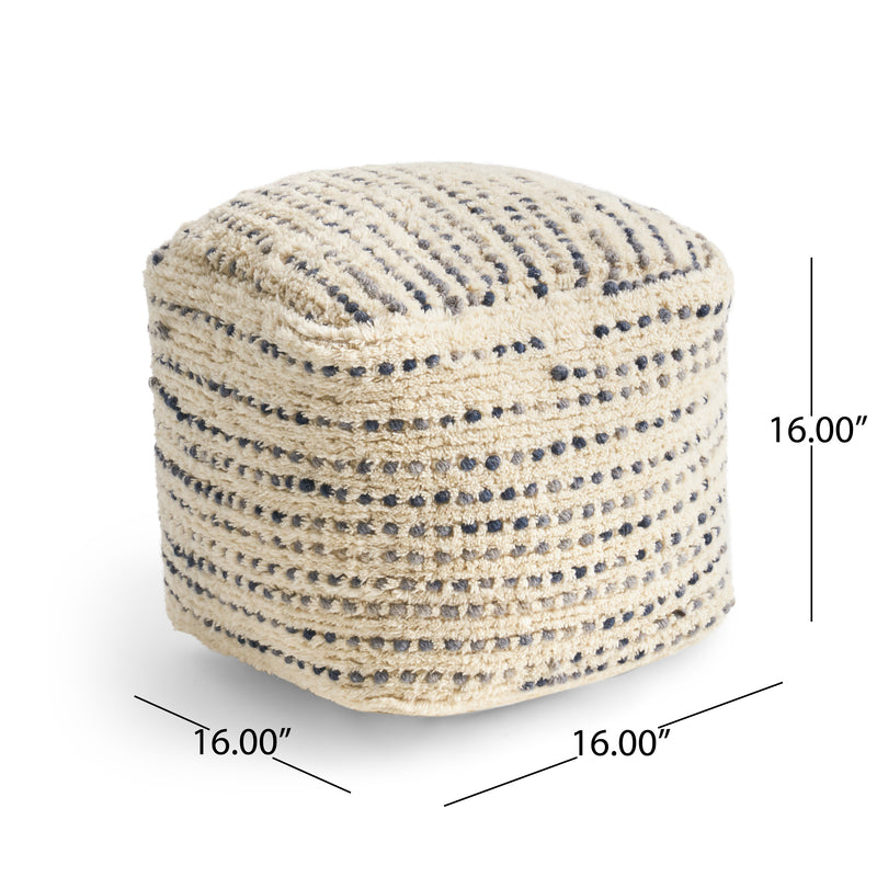 Leila Boho Wool and Cotton Ottoman Pouf