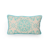 Maggie Fabric Pillow Cover, Teal and Natural