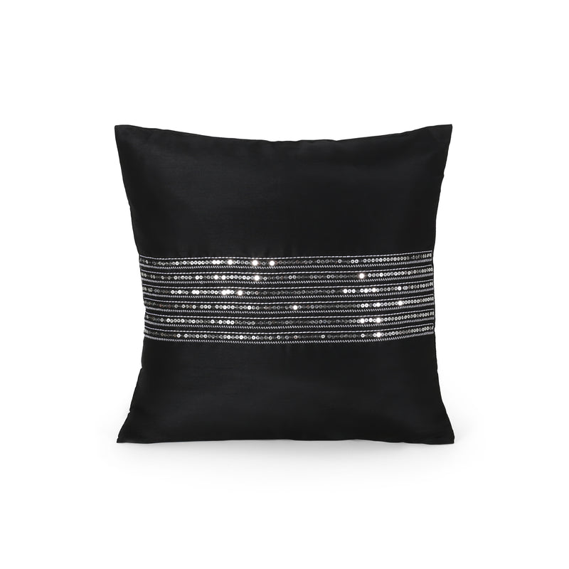 Maria Modern Fabric Throw Pillow Cover, Black