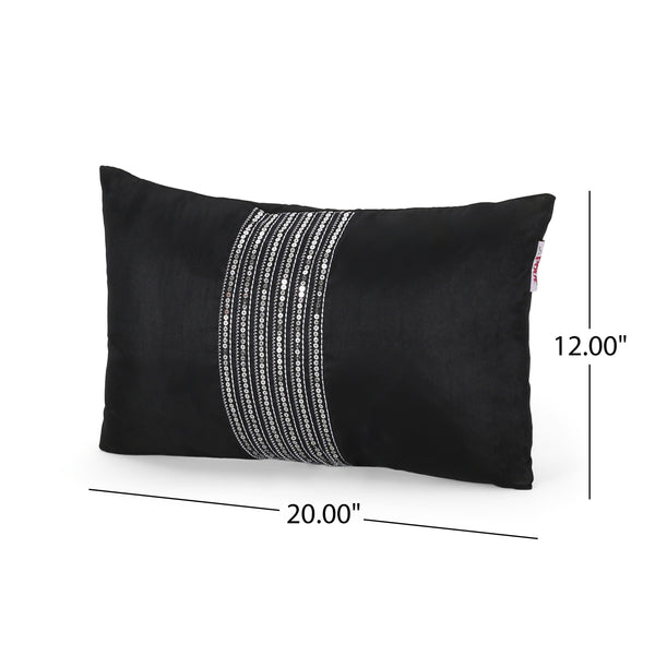 Nancy Modern Fabric Throw Pillow Cover, Black