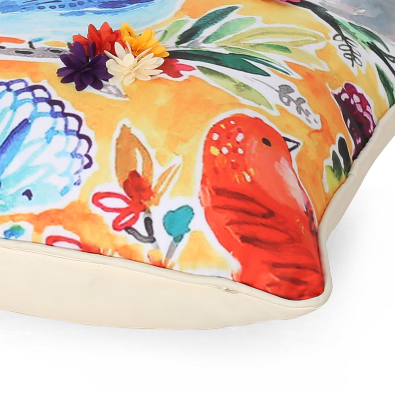 Teresa Modern Pillow Cover, Woodland Animals on Multicolor Floral