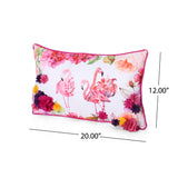 Beryl Modern Pillow Cover, Flamingos on Multicolor Floral