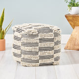 Taz Contemporary Handcrafted Fabric Cube Pouf