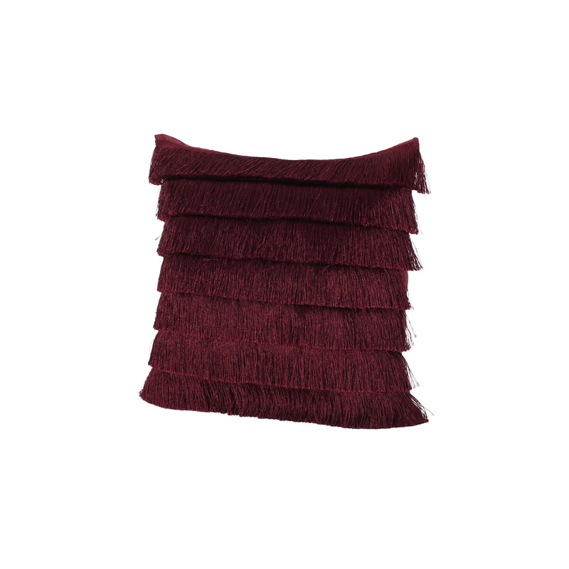 Elvira Glam Square Fabric Throw Pillow with Fringes