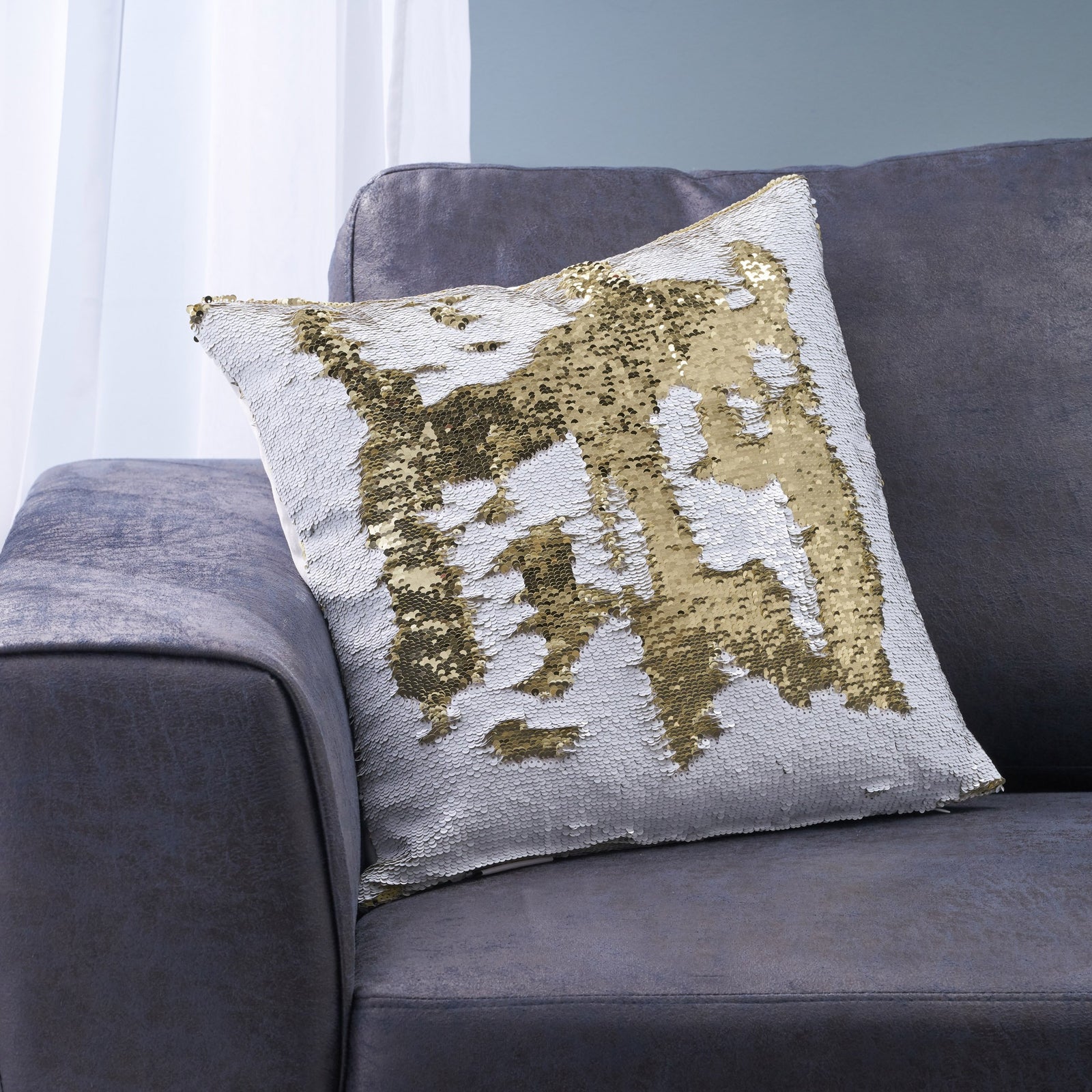 Jennifer Glam Square Reversible Sequin Throw Pillow LePouf