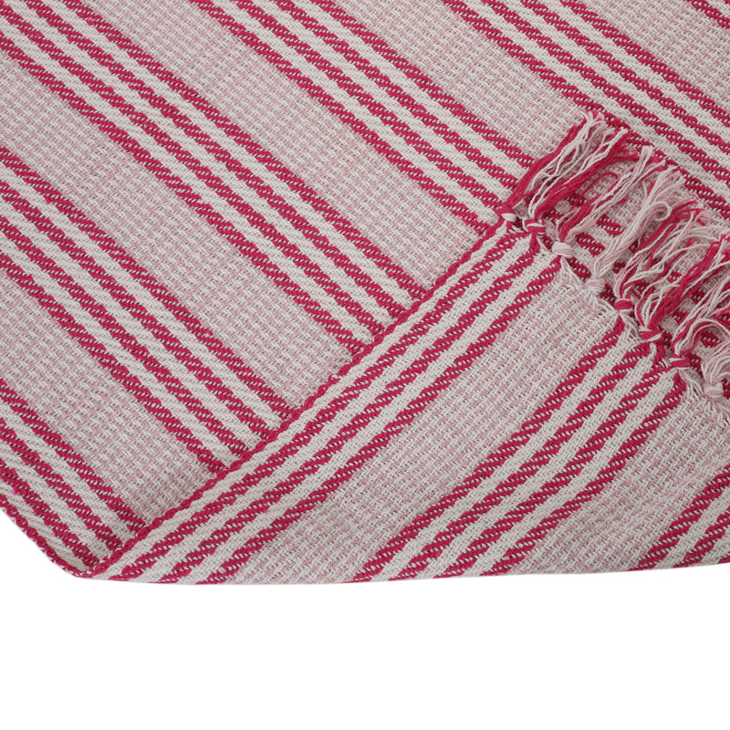 Fannie Fabric Throw Blanket, Pink and Ivory