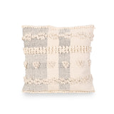 Stephanie Boho Cotton Pillow Cover, Natural and Light Gray