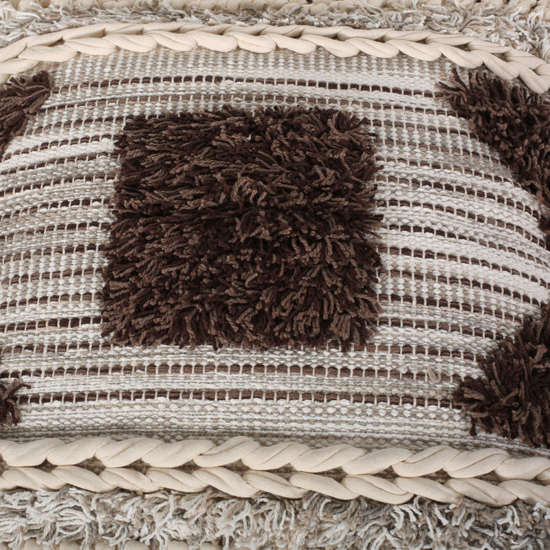 Sunny Boho Cotton Pillow Cover, Natural and Brown