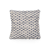 Clement Boho Cotton Pillow Cover, Blue and White