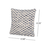 Clement Boho Cotton Pillow Cover (Set of 2), Blue and White