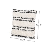 Connie Boho Cotton Pillow Cover, Black and White