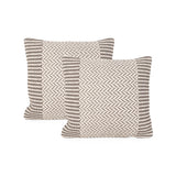 Demi Boho Cotton Pillow Cover (Set of 2), Taupe and White