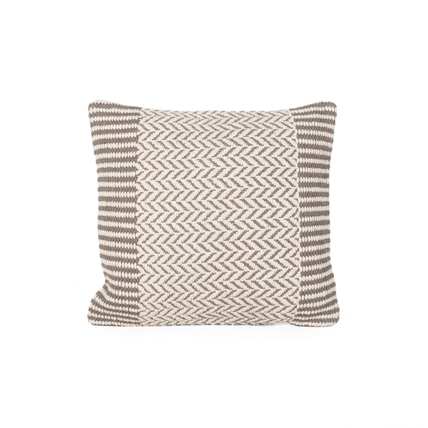 Diana Boho Cotton Throw Pillow, Taupe and White