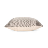 Diana Boho Cotton Throw Pillow, Taupe and White