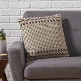 Dolores Boho Cotton Pillow Cover, Taupe and White