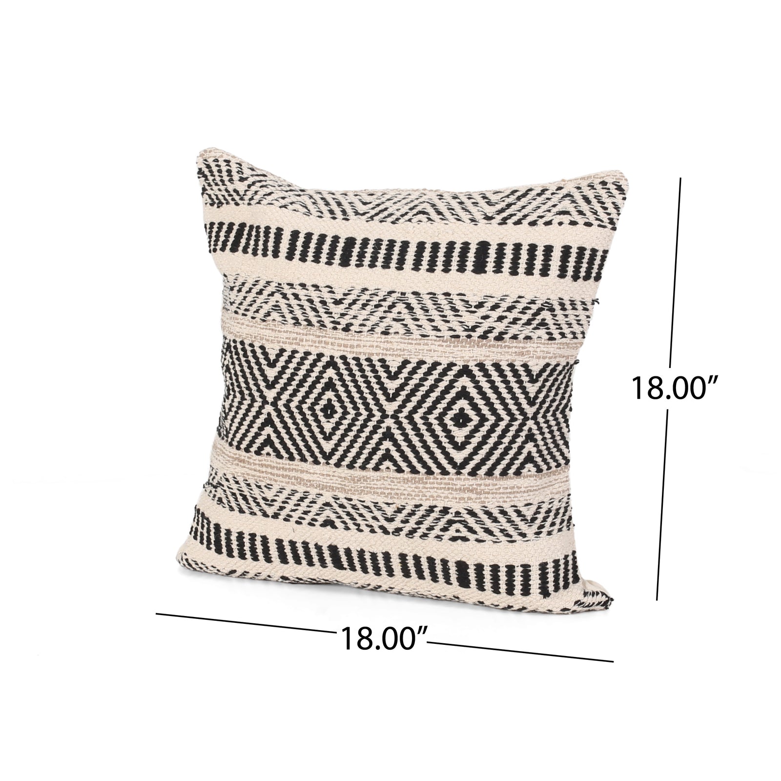 Edith Boho Cotton Throw Pillow Black and White LePouf