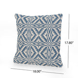 Ellen Boho Cotton Pillow Cover (Set of 2), Blue and White