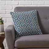 Ellie Boho Cotton Throw Pillow, Blue and White