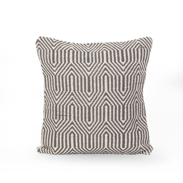 Frieda Boho Cotton Pillow Cover, Gray and White