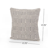 Frieda Boho Cotton Pillow Cover (Set of 2), Gray and White