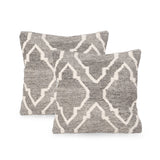 Gillian Boho Wool Pillow Cover (Set of 2), Natural Brown and White